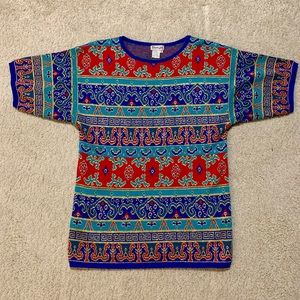 Batya Vintage Sweater Red Blue Gold Size S